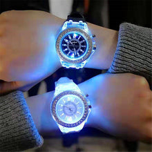 Load image into Gallery viewer, 2019 led Flash Luminous Watch Personality trends students lovers jellies woman men's watches 7 color light WristWatch best Gifts