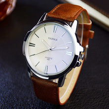 Load image into Gallery viewer, Newest YAZOLE Mens Watches Top Brand Luxury Blue Glass Watch Men Watch Waterproof Leather Roman Men's Watch Male Clock relojes