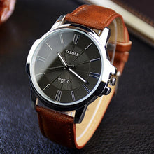 Load image into Gallery viewer, Newest YAZOLE Mens Watches Top Brand Luxury Blue Glass Watch Men Watch Waterproof Leather Roman Men's Watch Male Clock relojes