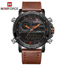 Load image into Gallery viewer, Mens Watches To Luxury Brand Men Leather Sports Watches NAVIFORCE Men's Quartz LED Digital Clock Waterproof Military Wrist Watch