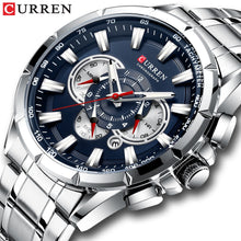 Load image into Gallery viewer, CURREN New Causal Sport Chronograph Men's Watch Stainless Steel Band Wristwatch Big Dial Quartz Watches with Luminous Pointers