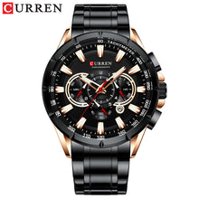 Load image into Gallery viewer, CURREN New Causal Sport Chronograph Men's Watch Stainless Steel Band Wristwatch Big Dial Quartz Watches with Luminous Pointers
