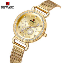 Load image into Gallery viewer, REWARD Fashion Gold Women Wrist Watch Women Luxury Diamond Watches Stainless Steel Women's Watches Female Clock reloj mujer