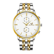 Load image into Gallery viewer, Men Watches New ORLANDO Fashion Quartz Watch Men's Silver Gold Plated Stainless Steel Wristwatch Masculino Relogio Drop Shipping