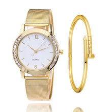 Load image into Gallery viewer, Relojes de lujo para Mujer, Reloj de cristal de acero de oro, Reloj de moda para Mujer, relojes para Mujer