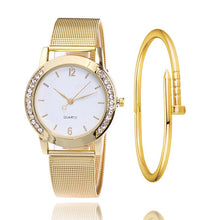 Load image into Gallery viewer, Relojes de lujo para Mujer, Reloj de cristal de acero de oro, Reloj de moda para Mujer, relojes para Mujer