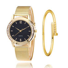 Load image into Gallery viewer, Relojes de lujo para Mujer, Reloj de cristal de acero de oro, Reloj de moda para Mujer, relojes para Mujer