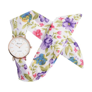 Women Watches Zegarek Damski Vogue Floral Strap Wristwatch Women's Jacquard Cloth Quartz Watch Dress Bracelet Relogio Feminino