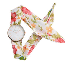 Load image into Gallery viewer, Women Watches Zegarek Damski Vogue Floral Strap Wristwatch Women&#39;s Jacquard Cloth Quartz Watch Dress Bracelet Relogio Feminino
