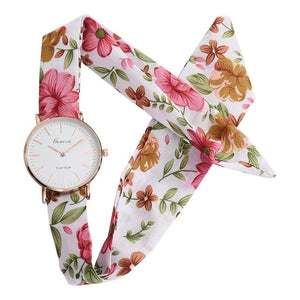 Women Watches Zegarek Damski Vogue Floral Strap Wristwatch Women's Jacquard Cloth Quartz Watch Dress Bracelet Relogio Feminino