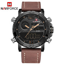 Load image into Gallery viewer, NAVIFORCE Mens Watches To Luxury Brand Men Leather Sports Watches Men&#39;s Quartz LED Digital Clock Waterproof Military Wrist Watch
