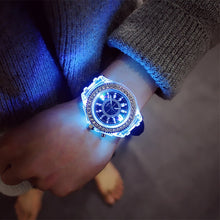 Load image into Gallery viewer, Led Flash Luminous Watch Personality Trends Students lovers Jellies Women Men&#39;s Watches 7 Color Light WristWatch
