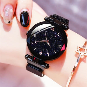 Women's Fashion Starry Sky Watches Magnet Buckle Mesh Belt Diamond Quartz Watch Women Dress Clock relogio feminino