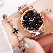 Load image into Gallery viewer, 2019 Hot Sale Starry Sky Watch Women&#39;s Luxury Magnetic Magnet Buckle Quartz Wristwatch Geometric Surface Female Luminous Watches
