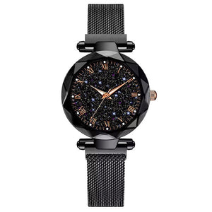 2019 Hot Sale Starry Sky Watch Women's Luxury Magnetic Magnet Buckle Quartz Wristwatch Geometric Surface Female Luminous Watches