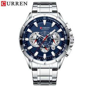 CURREN Luxury Brand Men's Watch Blue Quartz Wristwatch Sports Chronograph Clock Male Stainless Steel Band Fashion Business Watch