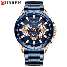 Load image into Gallery viewer, CURREN New Causal Sport Chronograph Men&#39;s Watch Stainless Steel Band Wristwatch Big Dial Quartz Watches with Luminous Pointers
