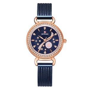 REWARD Fashion Gold Women Wrist Watch Women Luxury Diamond Watches Stainless Steel Women's Watches Female Clock reloj mujer