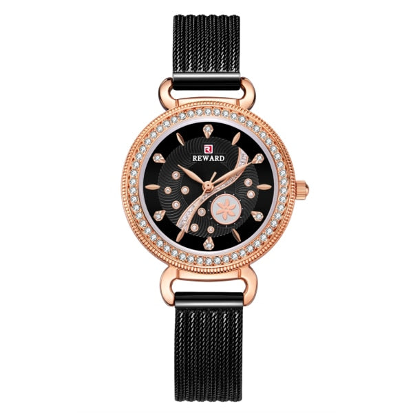 REWARD Fashion Gold Women Wrist Watch Women Luxury Diamond Watches Stainless Steel Women's Watches Female Clock reloj mujer