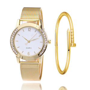 Relojes de lujo para Mujer, Reloj de cristal de acero de oro, Reloj de moda para Mujer, relojes para Mujer